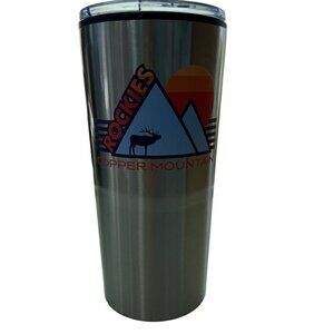 Logo Brands Rockies Copper Mountain Insulated Travel Tumbler w Lid Silver Black